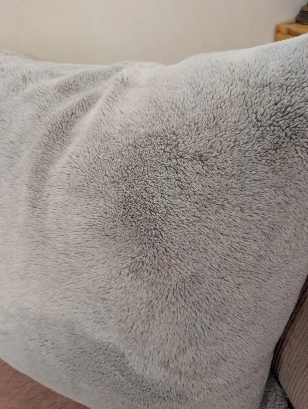 IKEA Faux Fur Accent Pillow in Light Gray
